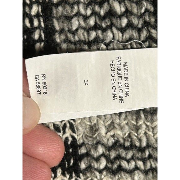 LUCKY BRAND Harper Sweater Jacket Tweed Black White Gray Plaid Moto Plus Sz 2X - Picture 8 of 9